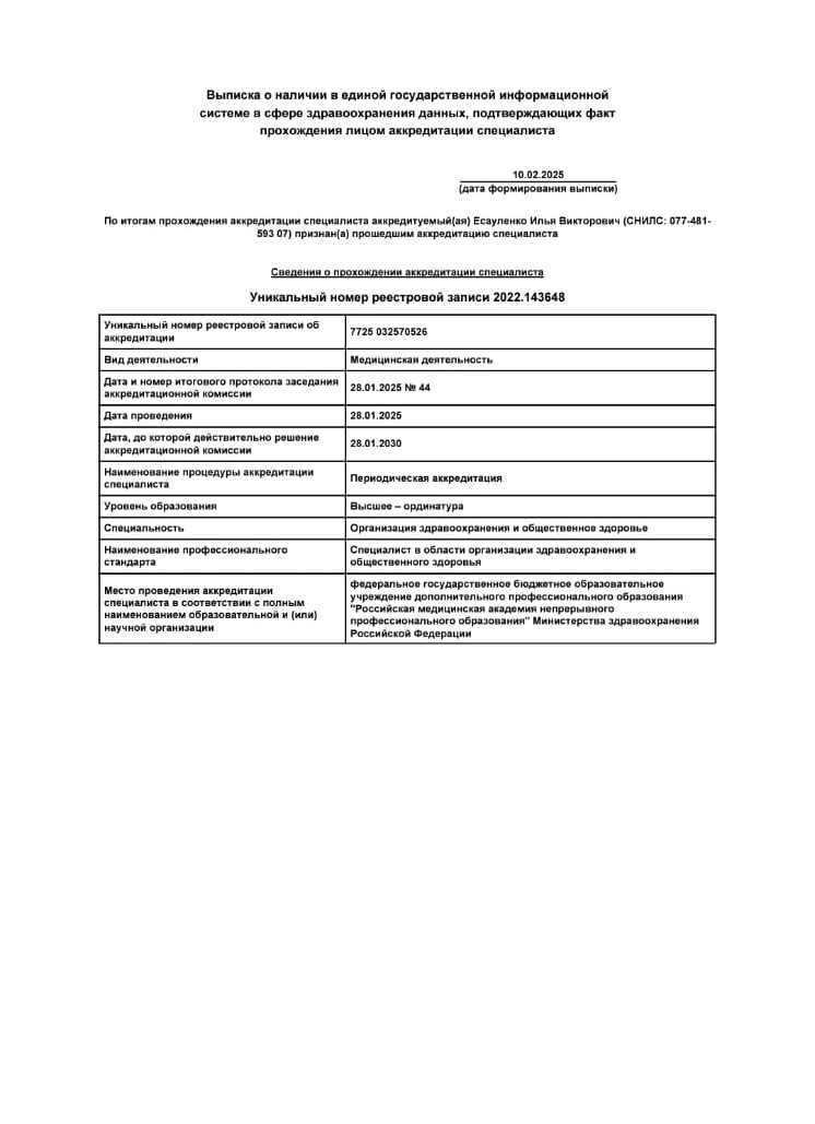 Свидетельство об аккредитации